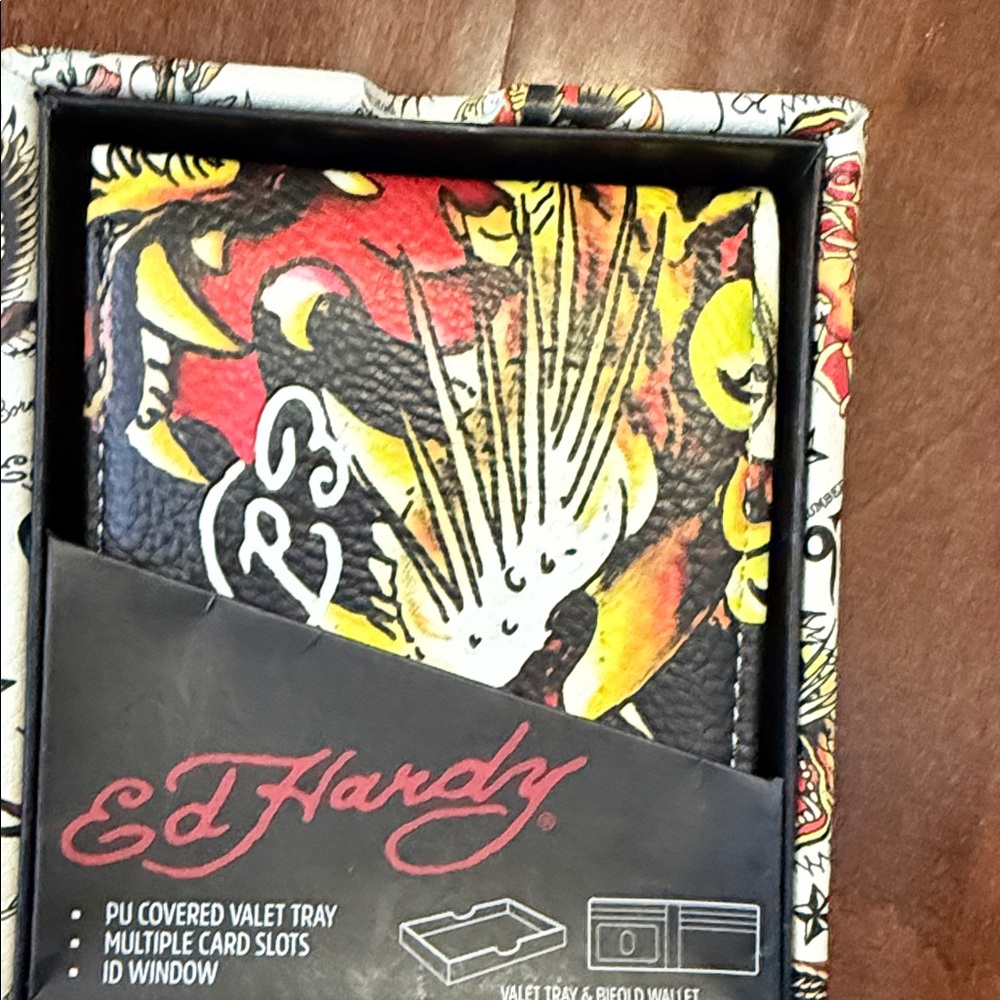 Ed Hardy Vibrant Black and Yellow Wallet